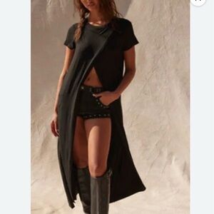 Free People Cross Over Maxi Shirt - BEIGE NOT BLACK - Size M - NWOT